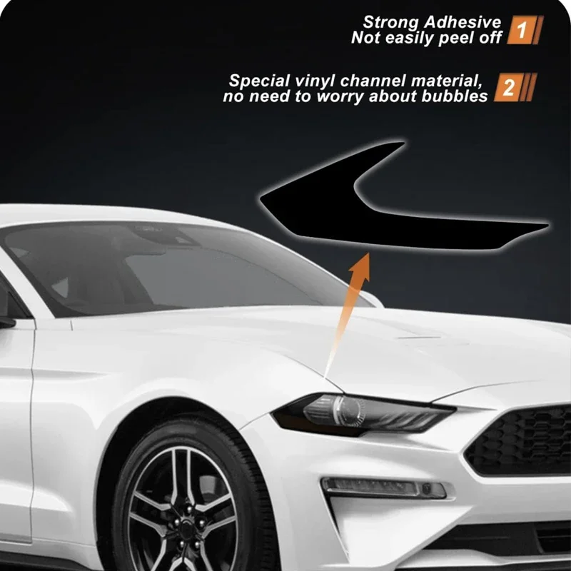Headlight Side Marker Tint Vinyl Headlight Decal Pre-Cut Cover Overlay Cover Compatible for 2018-2021 Ford Mustang