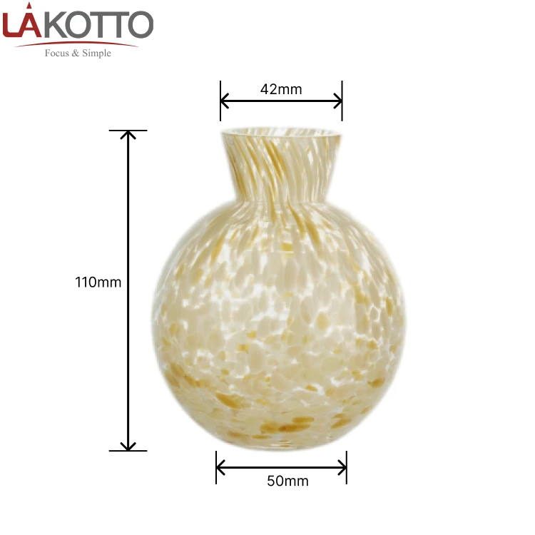 110mm height handmade Lakotto glassware small flower round vase decor glass