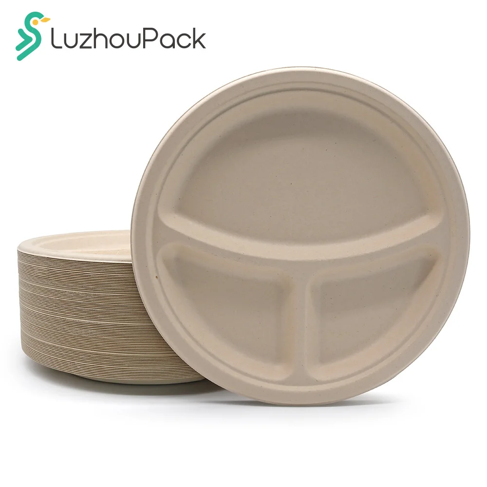LuzhouPack Appetizer Serving Dish Set Wholesale Disposable Biodegradable Wedding Party Plate Dish Round Customized Pattern