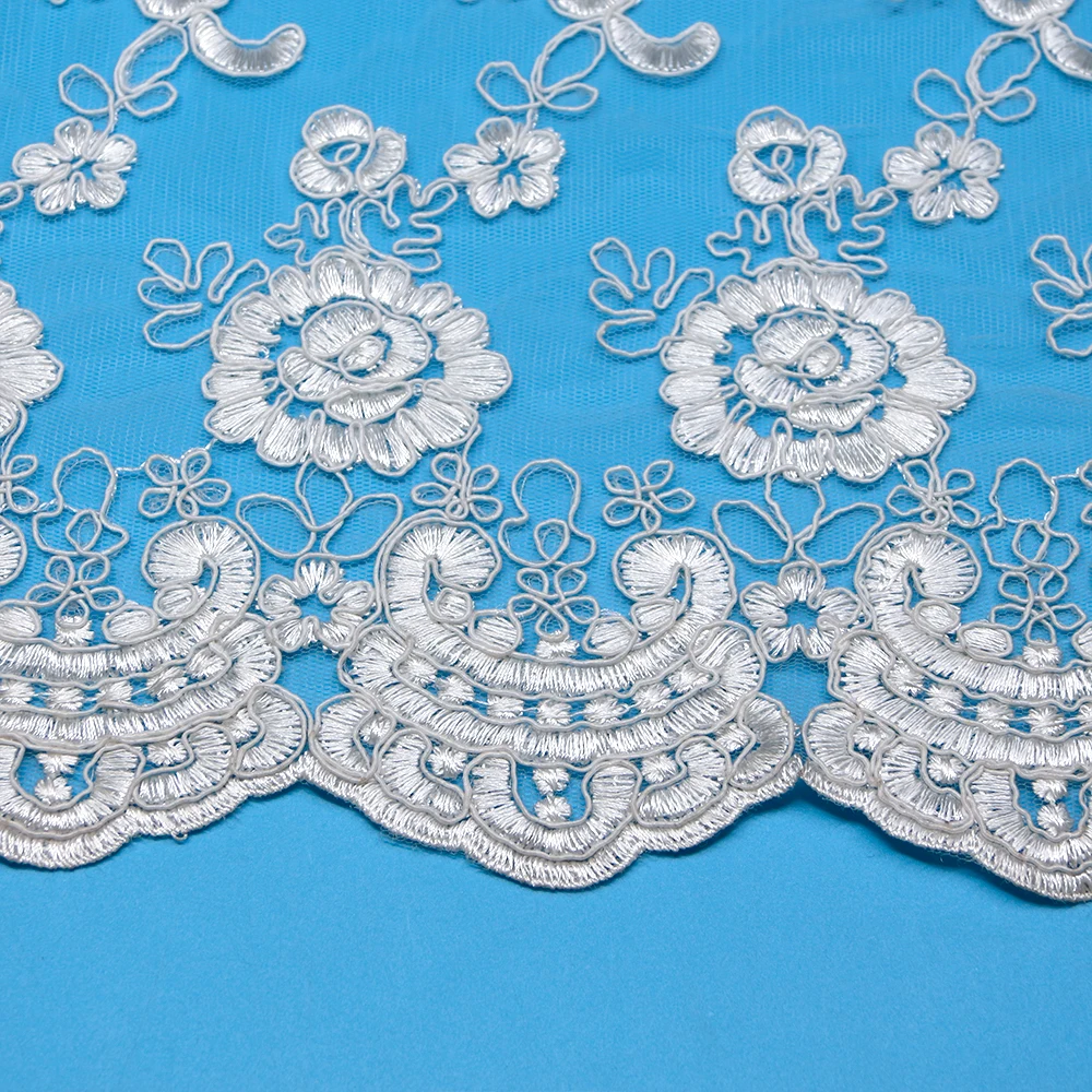 Белое Сетчатое нейлоновое свадебное платье, кружевная свадебная ткань