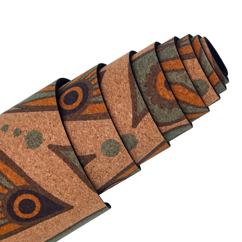 Custom printed high quality eco friendly meditation travel sports folding non-slip cork yoga mat of guangdong
