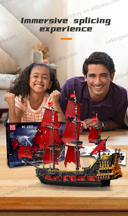 MOULD KING 13109 The Revenge red sails Model Building Blocks bricks Pirate Ship toy ship model set building block