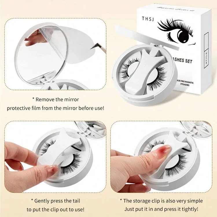Wholesale Private Label Travel Reusable  Easy To Wear Magnetic Clip Eye Lashes Kit without Glue Quantum Magnetic Lashes