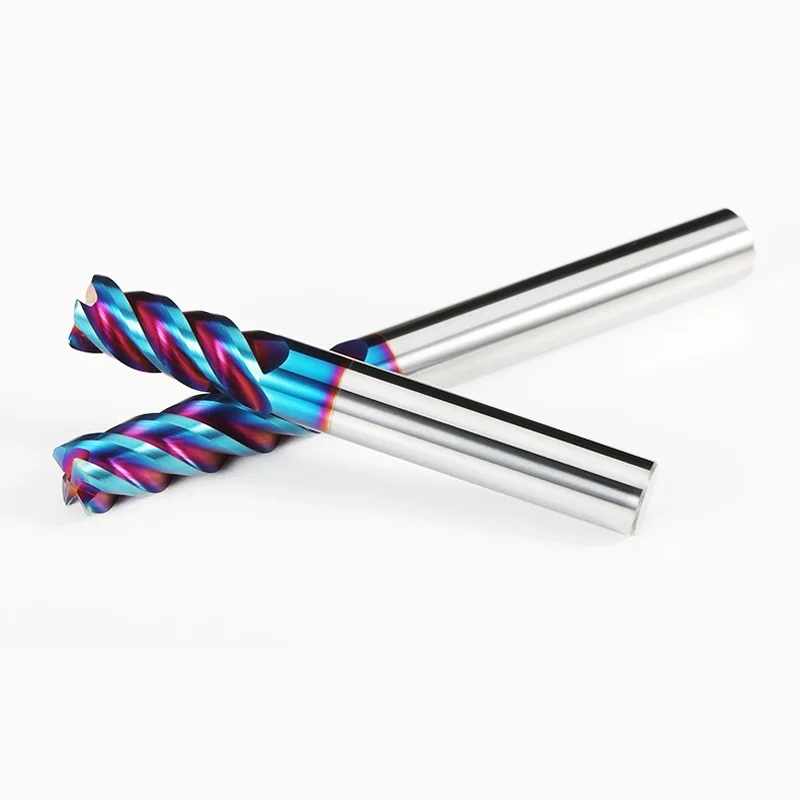 CNC carbide milling cutter HRC65 4F rainbow coating corner radius tungsten carbide end mill for steel