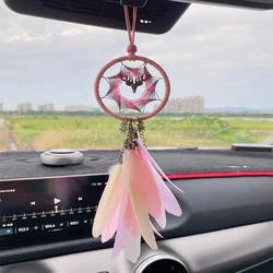 Factory Dream Catcher Car Interior Rearview Mirror Hanging Decor Feather Small Boho Car Charms Pendant Accessories Blessing