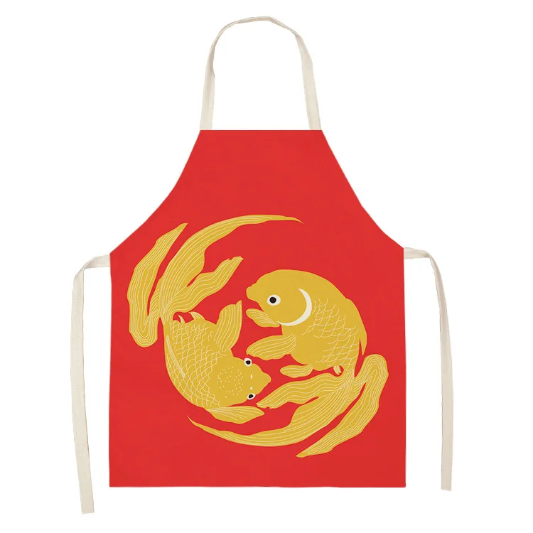 
Foreign Trade Marine Animal Series Multifunctional Cotton And Linen Kitchen Apron 