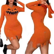 Sharee 2024 New Arrival Solid Color Halloween Dress Hooded Sweater Dress Fashion Dresses Women