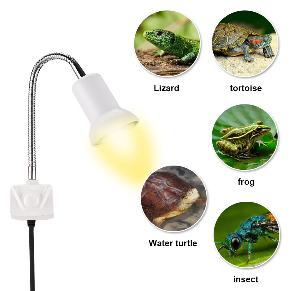 Halogen Bulb Light Reptile Heat Lamp Adjustable Turtle Aquarium Tank Heating Lamps for Tortoise Lizard Snake Terrarium Light