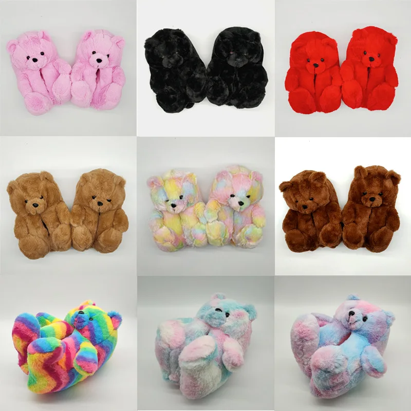 Спальня детская teddy bear house пушистый Тедди пушистых животных домашние тапочки женские тапочки из плюша; Обувь для женщин; Оптовая продажа