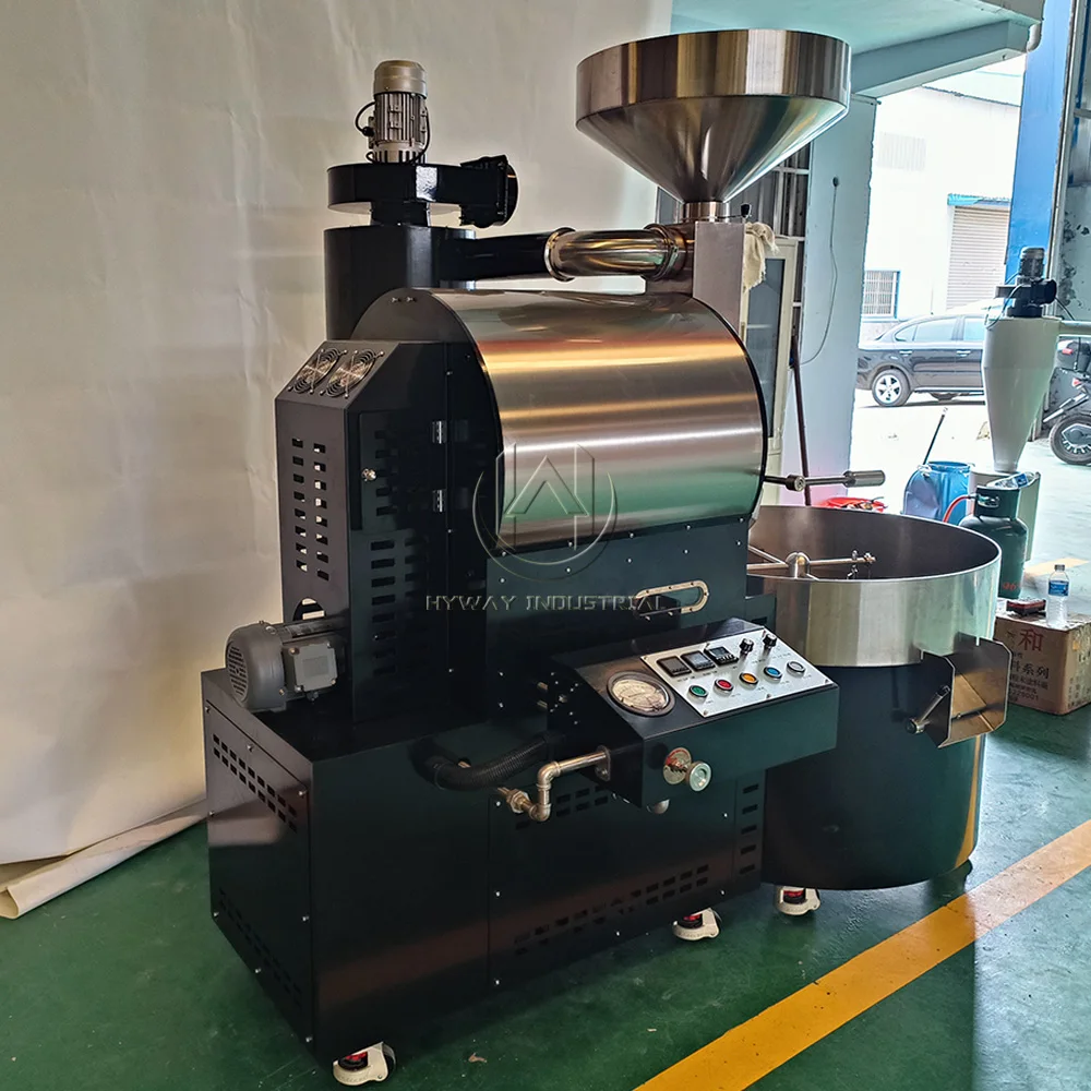 HW-17kg 15 кг двойной барабан чугунная Нержавеющая Сталь Газовая нагревательная машина для обжарки кофе в зернах обжарочная