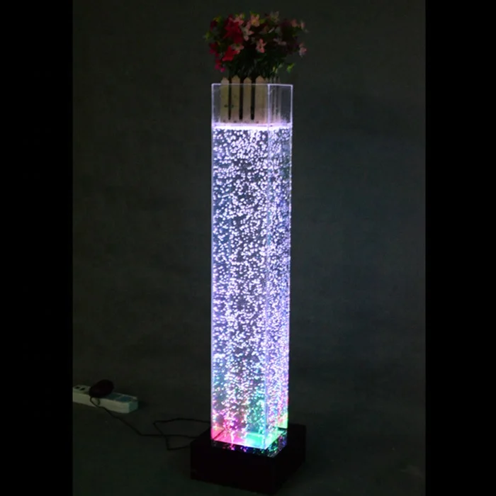 Wedding Event Party Decoration Color Changing Water Bubble Column Square Flower Pillar Lighting Decorations