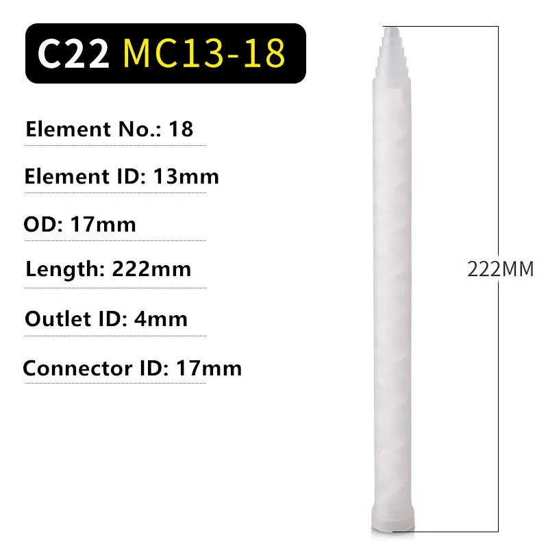 Dual Epoxy Static Mixer  MC13-18 Plastic Mixing Nozzle Machine Mixer Tip for ABglue, Adhesive, Epoxy