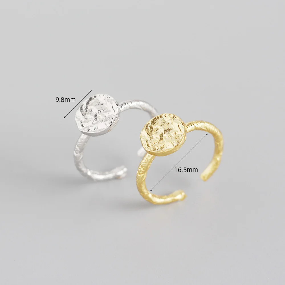 Geometric Round 925 Sterling Gold/Silver Vermeil Women Simple Finger Rings Fine Jewelry
