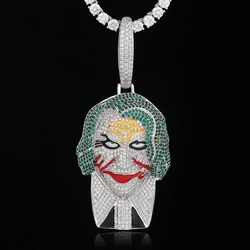 KING YEE 2021 New Design Joker CZ Jewelry Pendant Iced Out Colored Diamond Clown Pendant