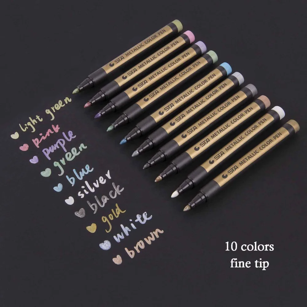 Wholesale Acrylic Art Paint Marker Pens 26 Colors Soft Brush Metallic Glass Pen for Card Making Crafts Rock Painting Set