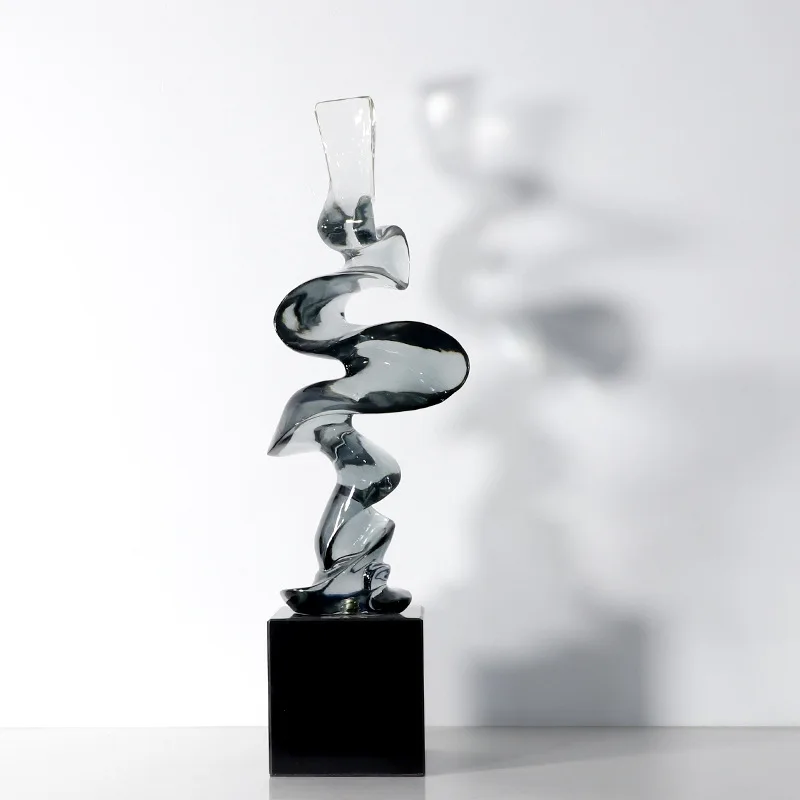 Modern Light Luxury Creative Transparent Resin Abstract Ribbon Sculpture Living Room TV Table Wine Rack Showcase Soft Decoration