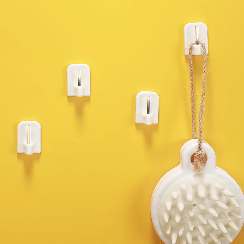 SELF ADHESIVE STICK ON END HOOKS FOR NET CURTAIN WIRE WHITE