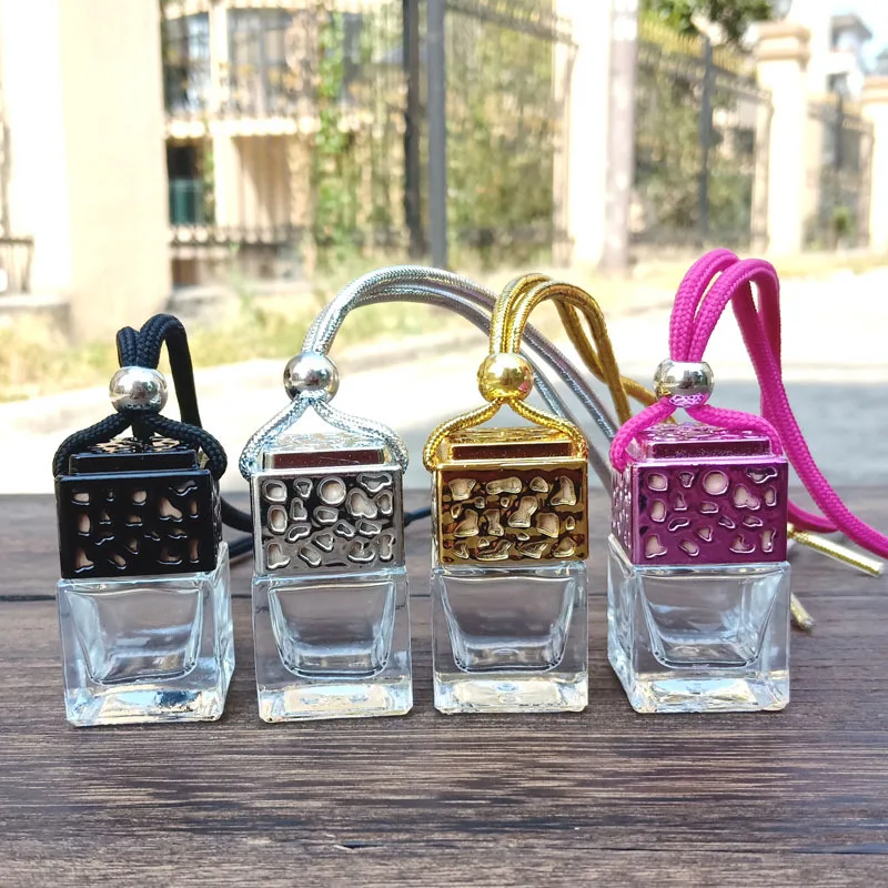 Custom Small Capacity 6ml Square Shape Empty Car Freshener Refill Hanging Car Perfume Bottle