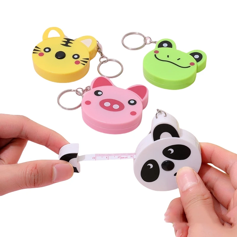 60in150cm Mini Retractable measuring tape keychain Medical Body Tailor Sewing cartoon Animal Pig frog tiger panda Measuring Tape