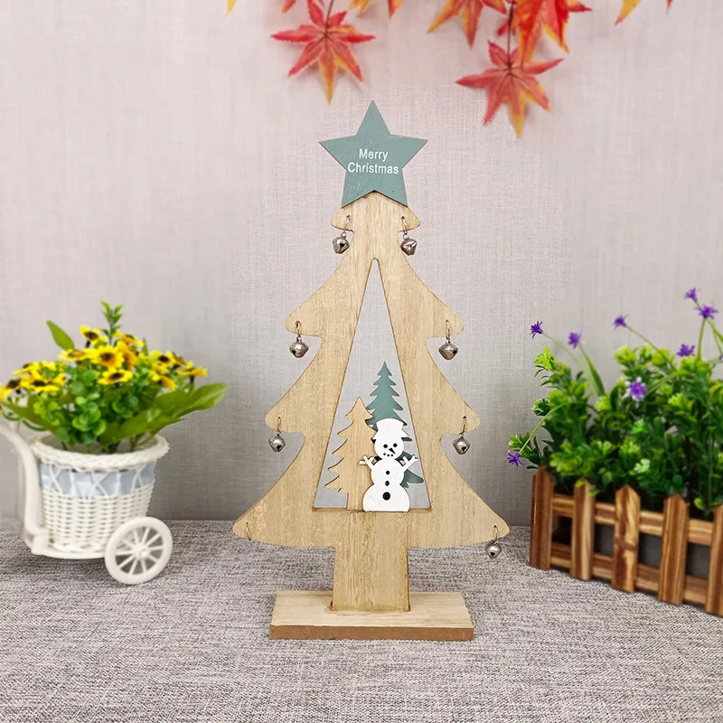 Christmas Desktop Ornament Wooden Decoration Merry Christmas Xmas Tree Ornament For Party