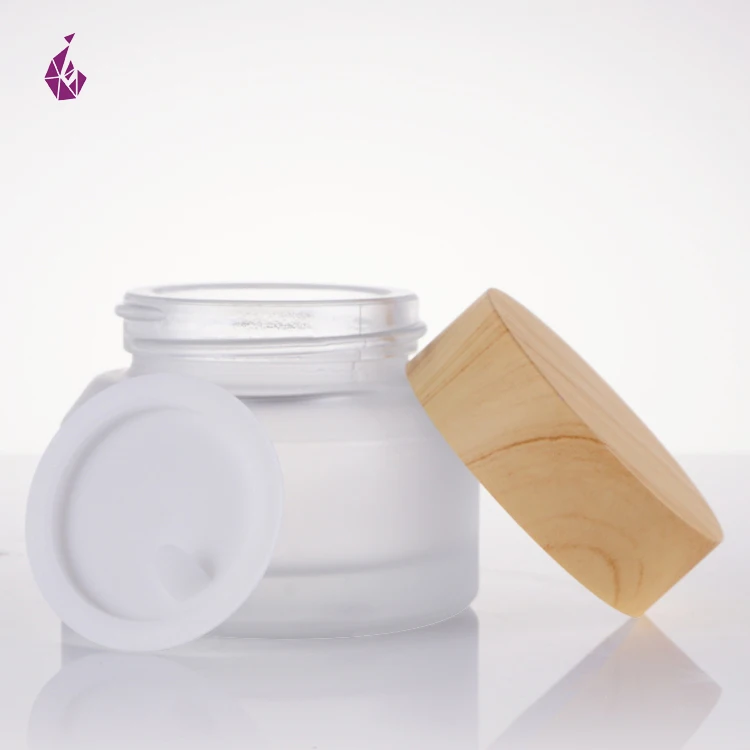 Bamboo Glass Cream Jar Lip Scrub Small Glass Storage Jar 1 Oz Cosmetic Frosted 15 Ml Glass Jar