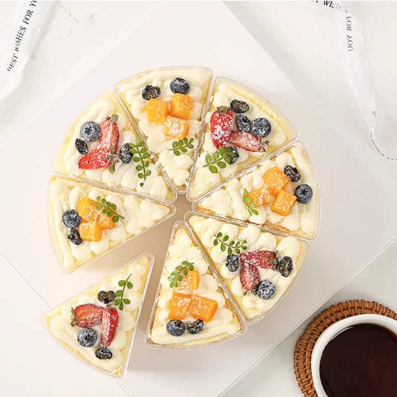 140 ml Disposable Triangular PS Cup for Mousse Pudding Jelly Tiramisu 6-inch Cake Plastic Cup Cake Holders