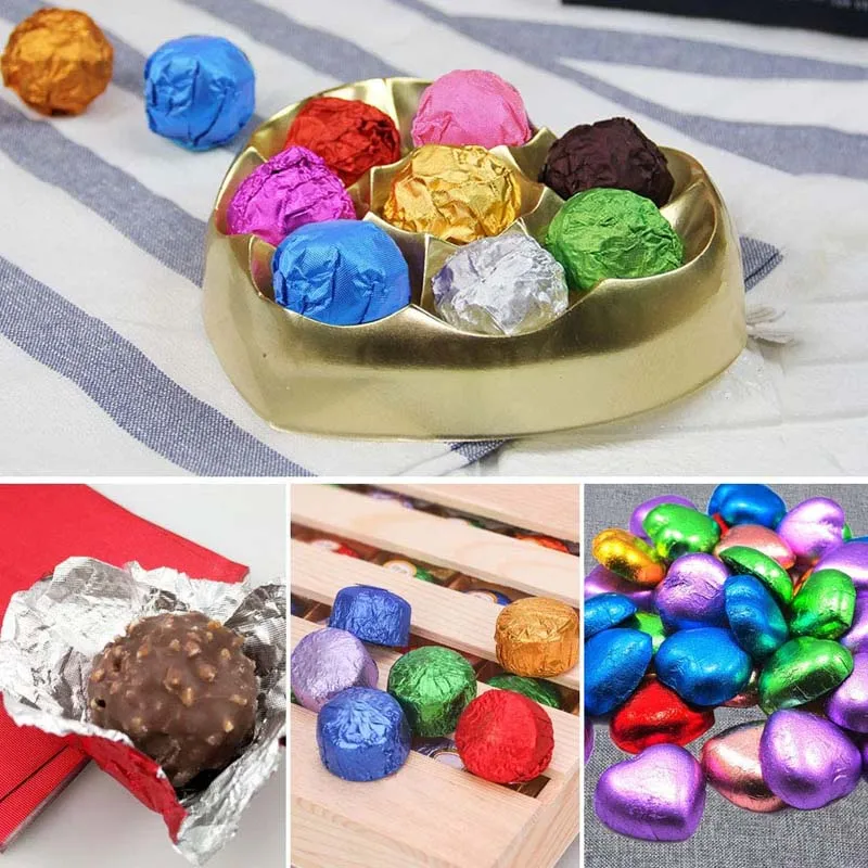 Customized Printed Soft Food Grade Aluminum Foil Paper Color Embossed Chocolate Wrapping Paper For Food Packing