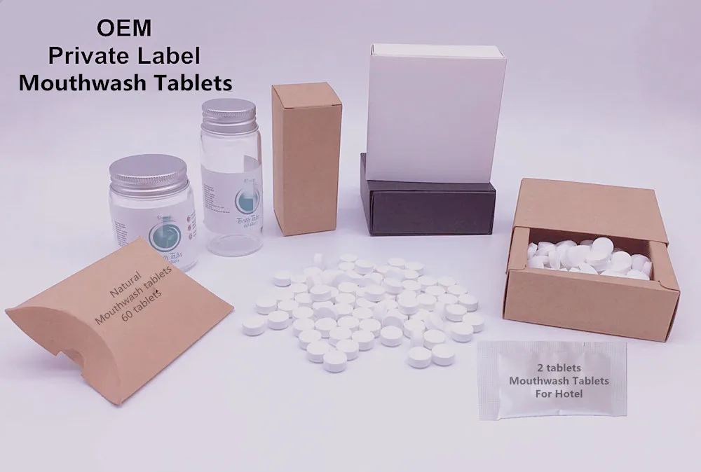 Natural Solid Mouthwash Tablets Fresh Breath with Biodegradable Packing For Travel