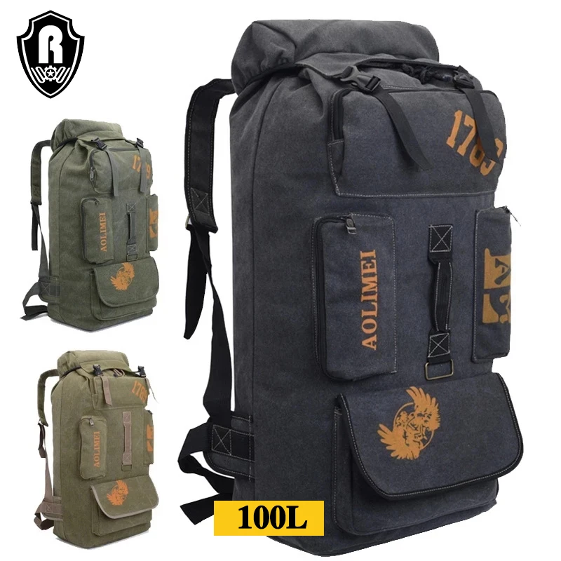 Cost effect 100L custom waterproof canvas military outdoor sports tactical backpack travel