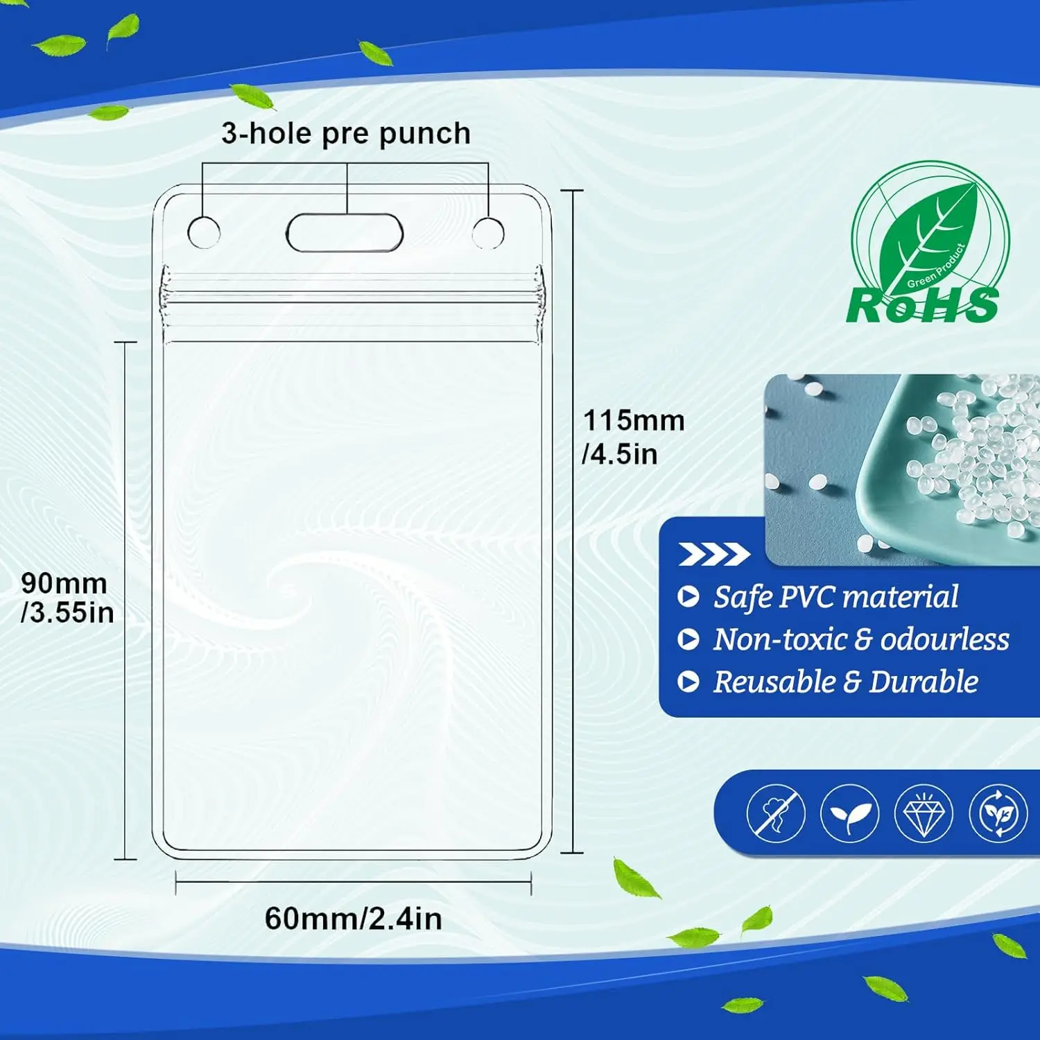 Custom logo Business Student Exhibition Name Badge Transparent transparent vertical PVC ID card clip