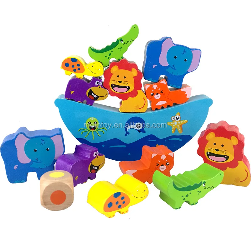 Natural Wood Animal Montessori Balance Table Game for Kids