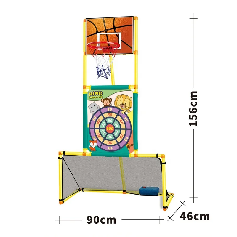 Outdoor Sport Game For Children Football Goal Basketball Stand And Stickball Board 3 In 1 Sport Toy