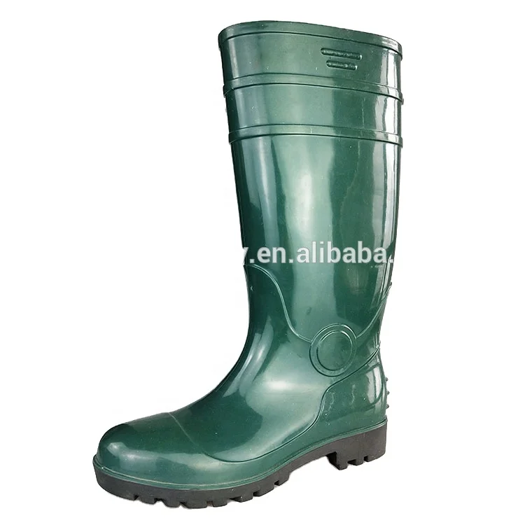 high quality yellow white black green pvc gumboots with steel toe and with steel midsole