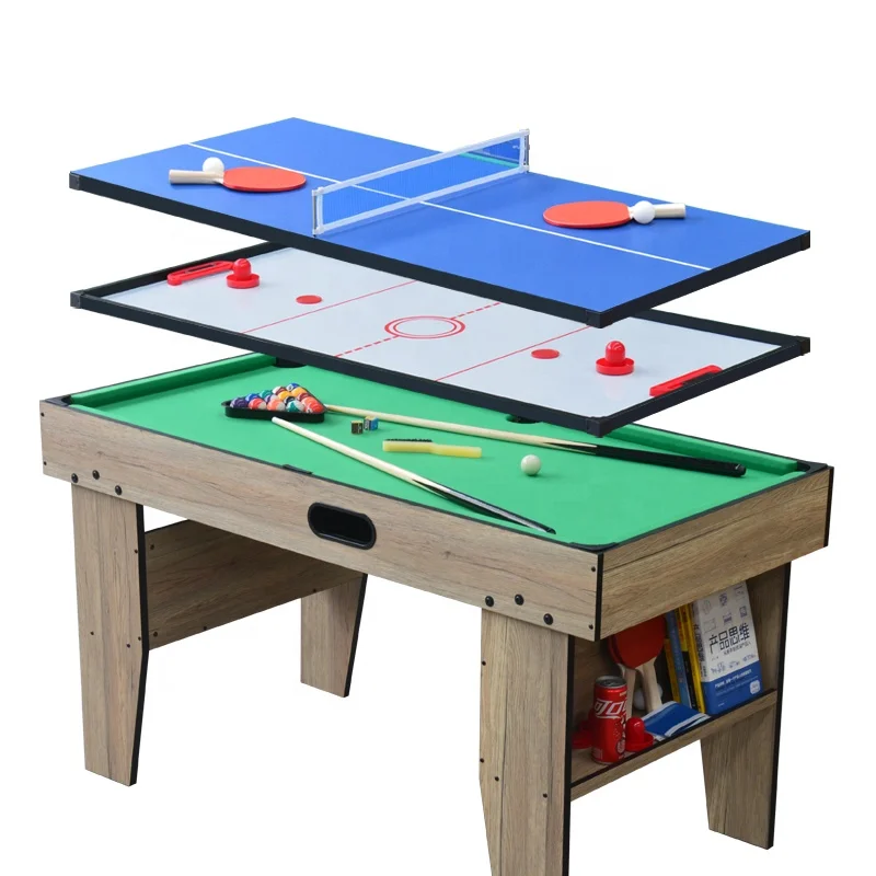 Wood grain 3 in 1 multi game table billiard table tennis hockey game table indoor game with full acessories TM-5418