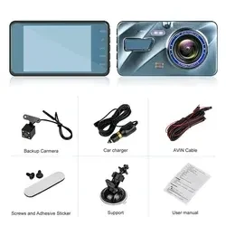 4 Inch Car dvr dual Camera car dash cam front and rear smart carro driving recorder dash cam for car with night vision