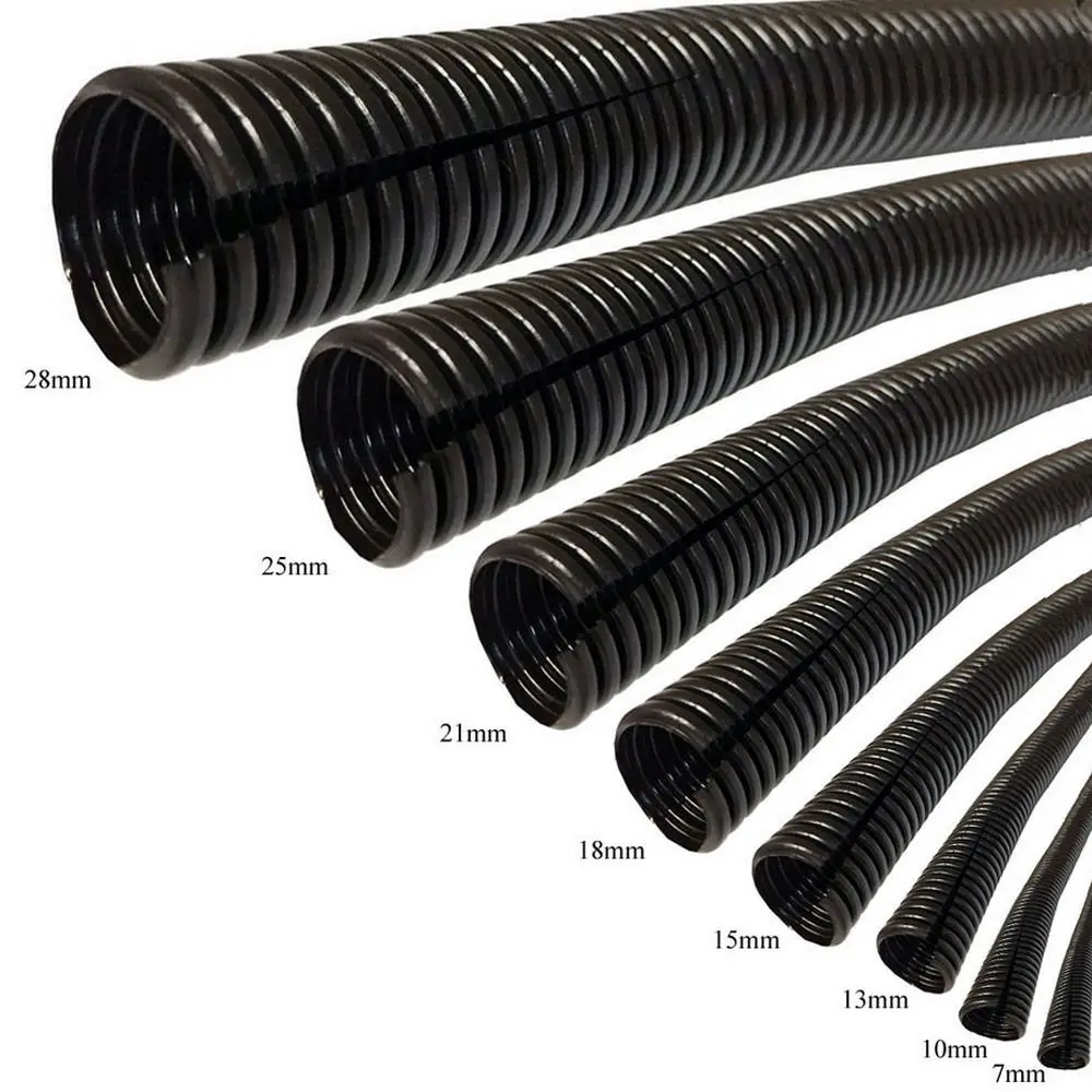 34.5mm Corrugated Bellow Conduit Tube for Electric Wiring Black for Protecting Cable Harnesses