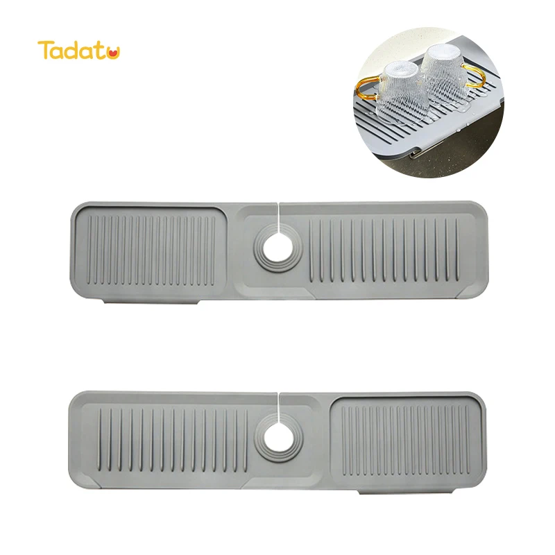 Kitchen Bathroom Helper Reusable Draining Pads Drying Tray Drip Catcher Sink Splash Guard Silicone Faucet Mat
