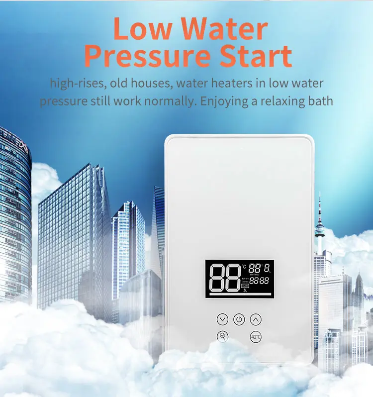 3.5KW 220V LED Display Kitchen MIni Under Sink Instant Tankless Electric Water Heater For Shower