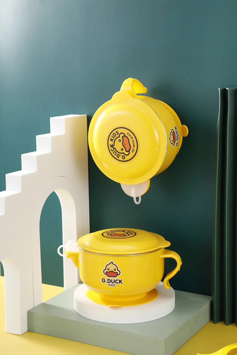 Thermal baby food warmer bowl water injection Insulated baby bowl with suction