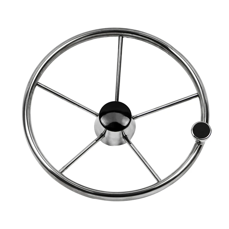 5-Spoke Destroyer Style Stainless marine Steering Wheel for boat