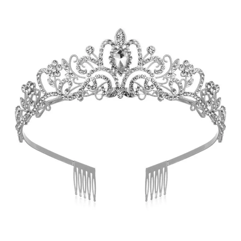 Women Headbands Bridal Wedding Prom Birthday Party Headbands Women Silver Crystal Tiara Crown Girls Princess Elegant Combs Crown