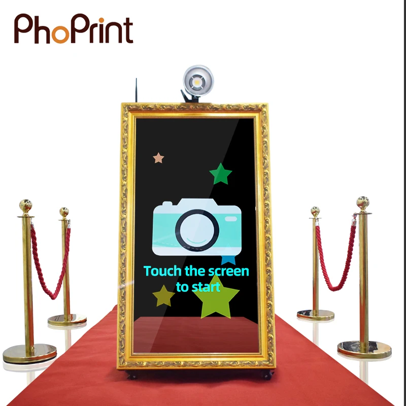 Automatic 65 inch Party Photo Booth Kiosk Wedding Magic Mirror Booth