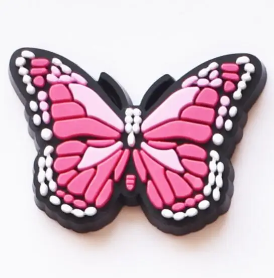 Hot selling PVC soft rubber hole shoe buckle detachable wrist strap decorative buckle cartoon colorful butterfly shoe charms