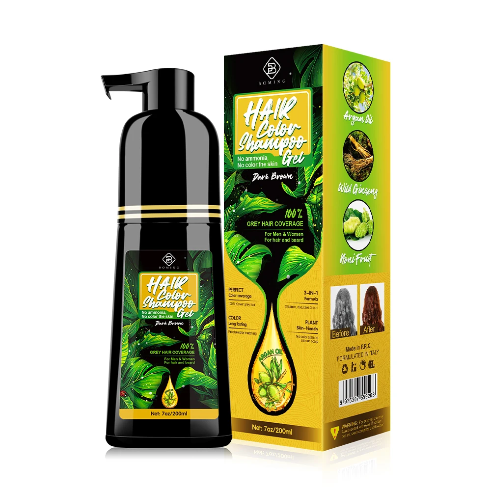 Private Label Long Lasting Natural Black Hair Dye Color Shampoo Free Samples