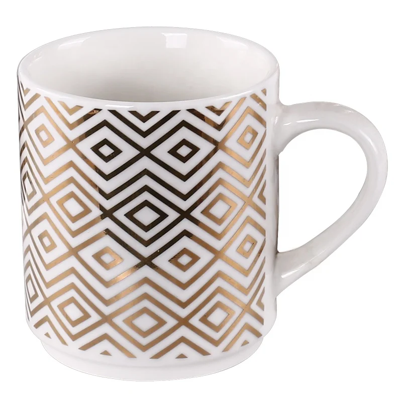 Hot sale cheap bulk luxury royal middle east turkish custom logo ceramic mugs golden decal arabic coffee cups