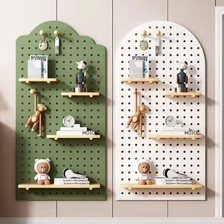 Wholesale Wall Pegboard Wall Solid Wood Perforated Board Multifunctional Display Rack