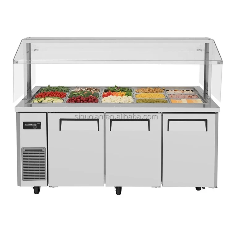 Ventilated Refrigeration Food Prepare Worktable Refrigerator Salad/pizza fridge table/pizza Counter Chiller Table With Cover