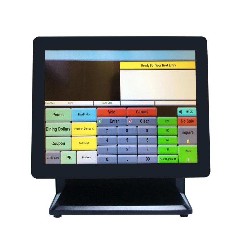 Favorable price true flat 15 inch all in one touch cash register machine for beauty salon with 6 usb ports