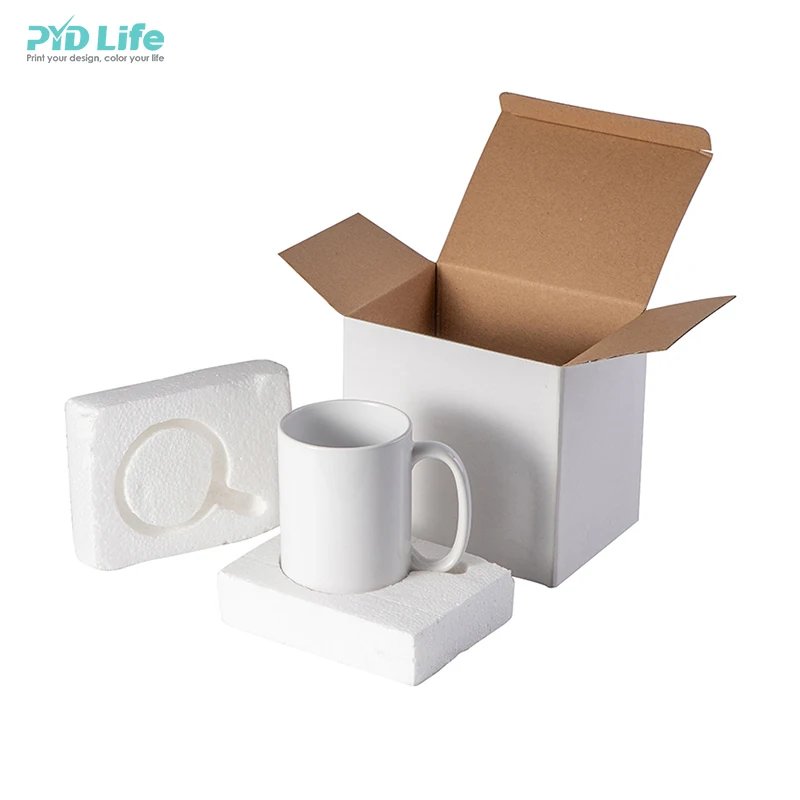 PYD Life Wholesale White Paper Box for 15 oz Sublimation Ceramic Mug Custom Paper Box with Foam