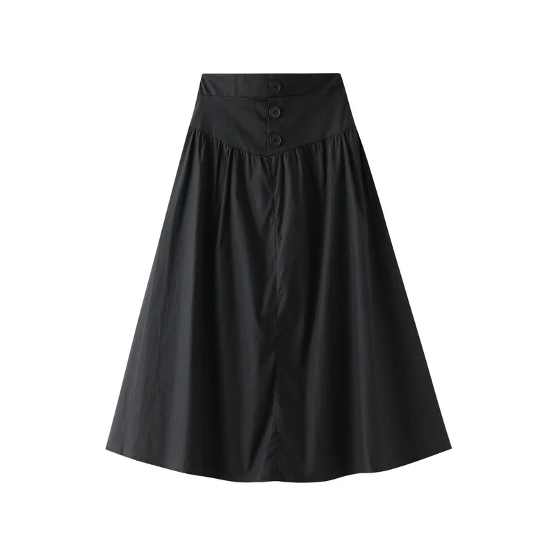 Summer new fastener decoration design waist A- line skirt high waist slimming casual loose skirt
